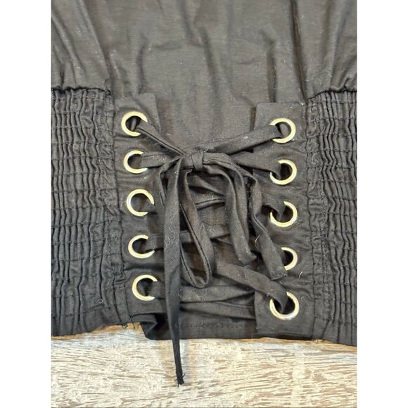 Grievergate Black Gothic Lace Up Corset Blouse Size M - Picture 4 of 10